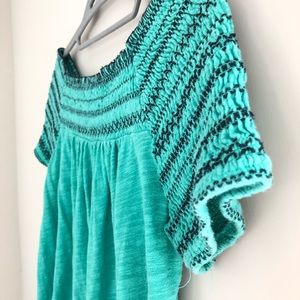 Boho Teal Fitted Top
